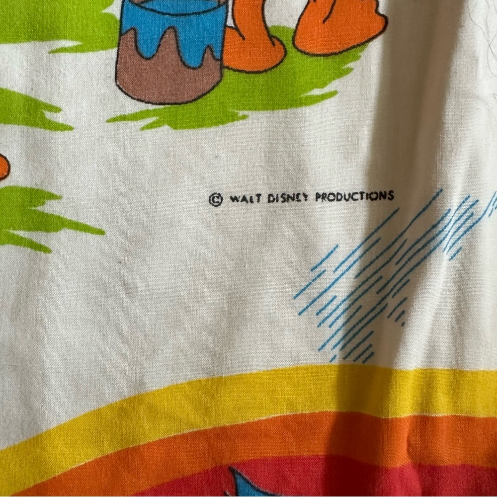 Vintage 80s Disney Mickey Mouse & Friends Painting Rainbow TWIN DUVET COVER Rare - Picture 4 of 5